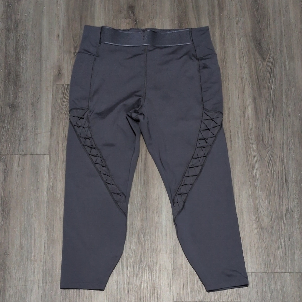 Victoria's Secret VSX Mesh Panel Gym Leggings Sz XL Steel Gray
